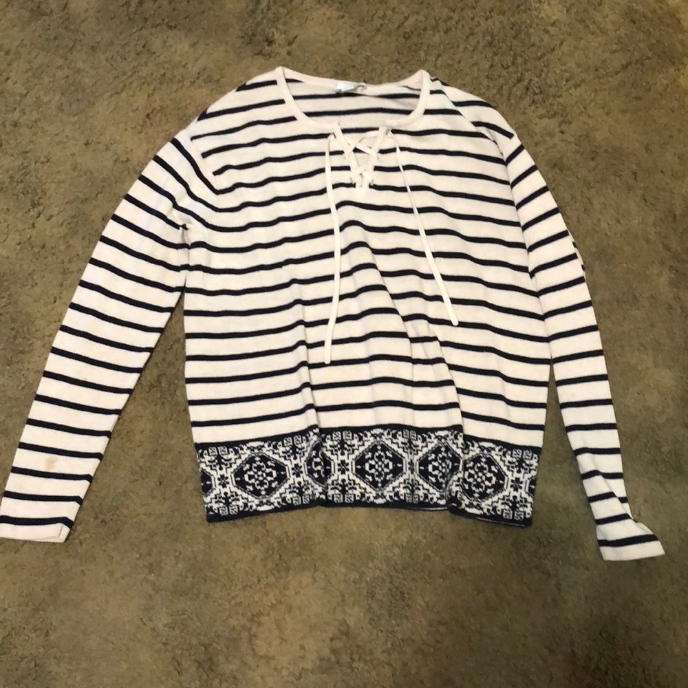 Striped sweater; boarder at the hem
